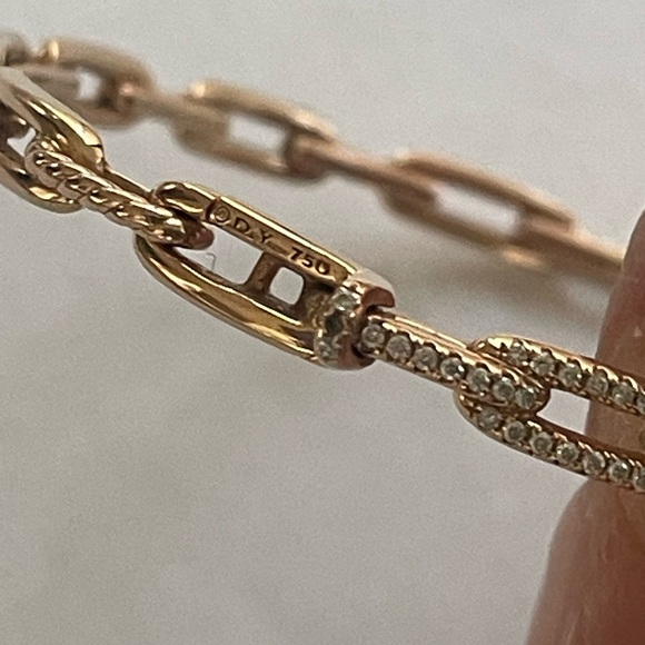 David Yurman 18k 4mm Rose Gold & Diamond Stax Collection bracelet - Picture 3 of 10